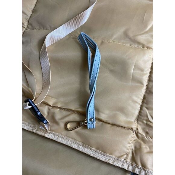 Beaulyn Leather Travel Changing Pad Blue Plaid Diaper Storage Wipes Case - Picture 5 of 10